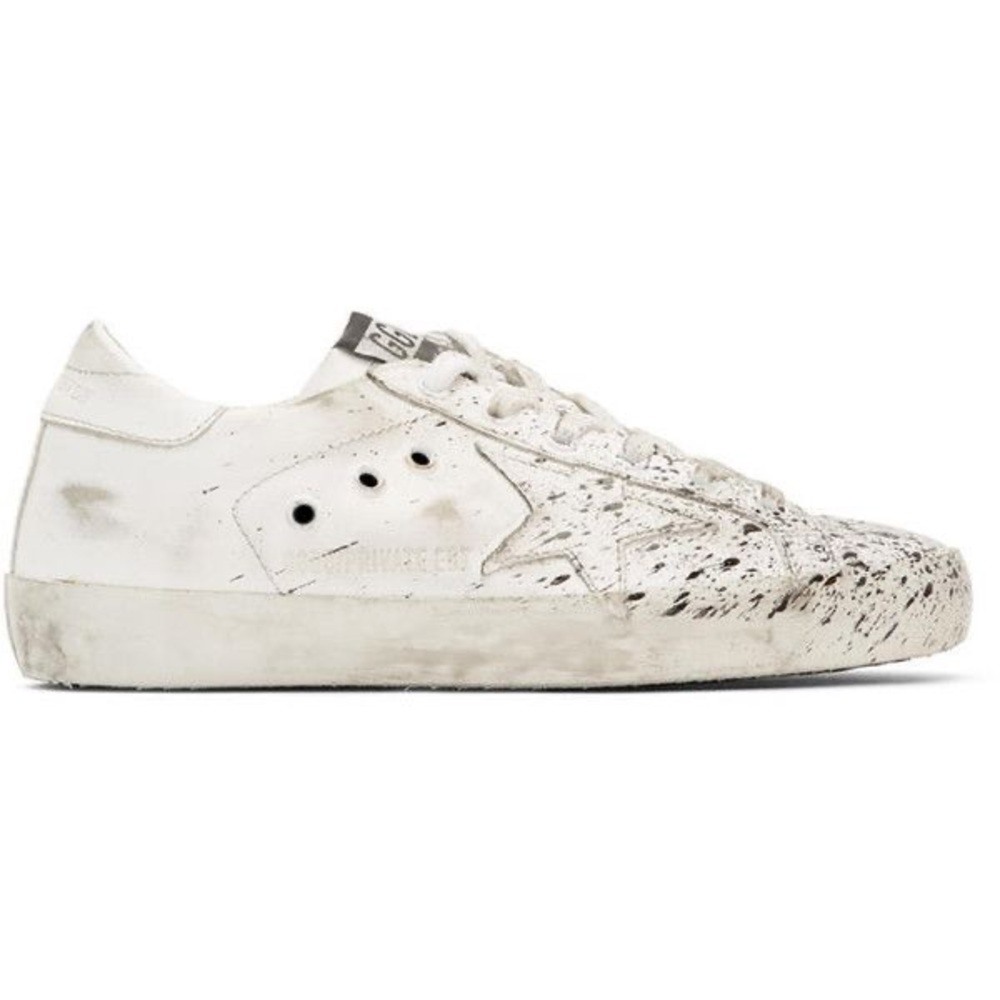 SSENSE Exclusive White & Black Superstar Paint Sneakers